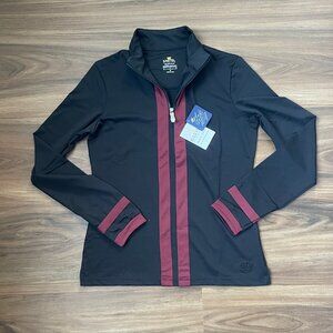 Kastel Denmark 1/4 Zip Long Sleeve Shirt - Black & Burgandy - M